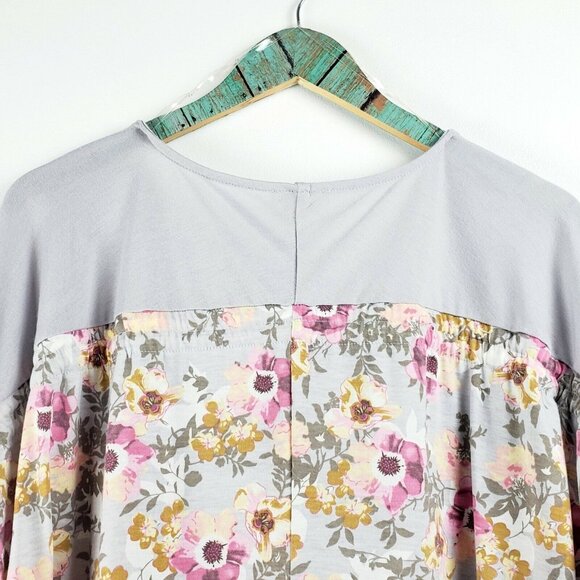 Umgee Women's Floral Hi Lo Oversize Peasant Top Toggle Cinching Sleeve Sz S EUC - Picture 6 of 9